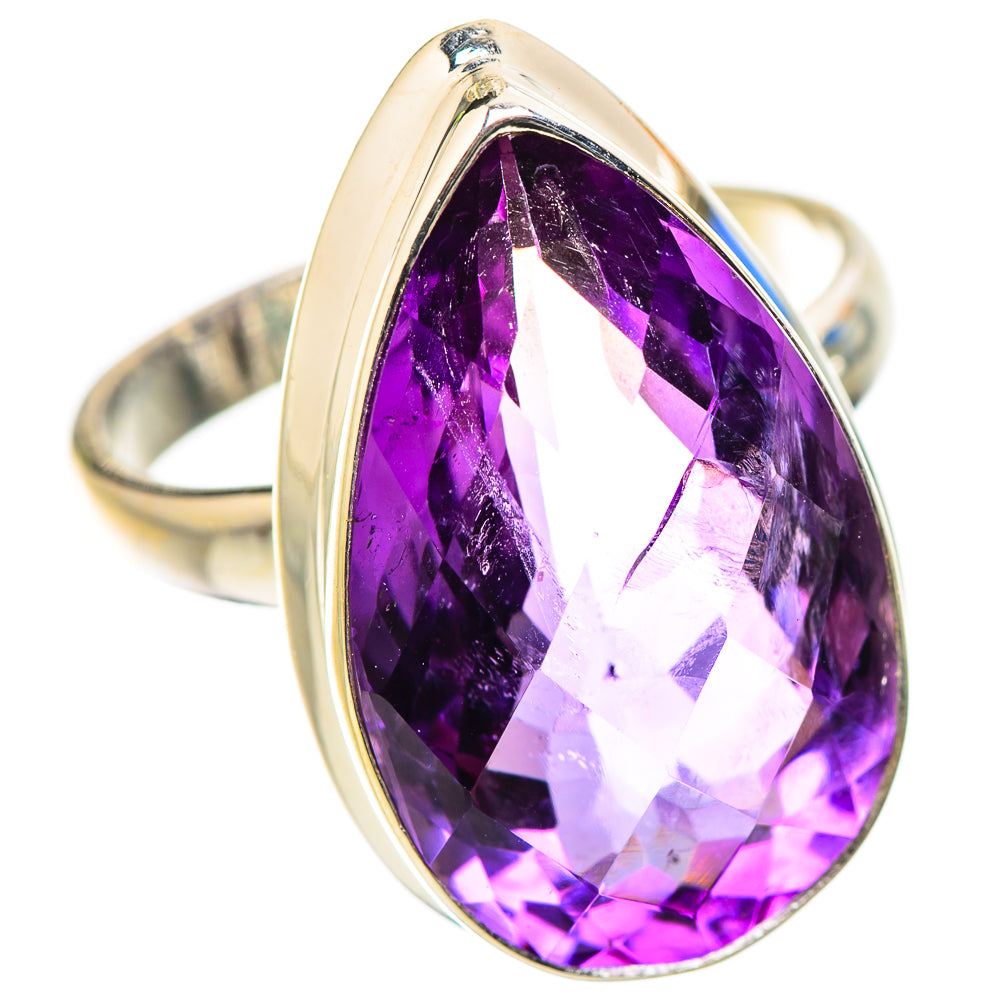 Anasilvercos Faceted Amethyst Ring Size 9 (925 Sterling Silver)