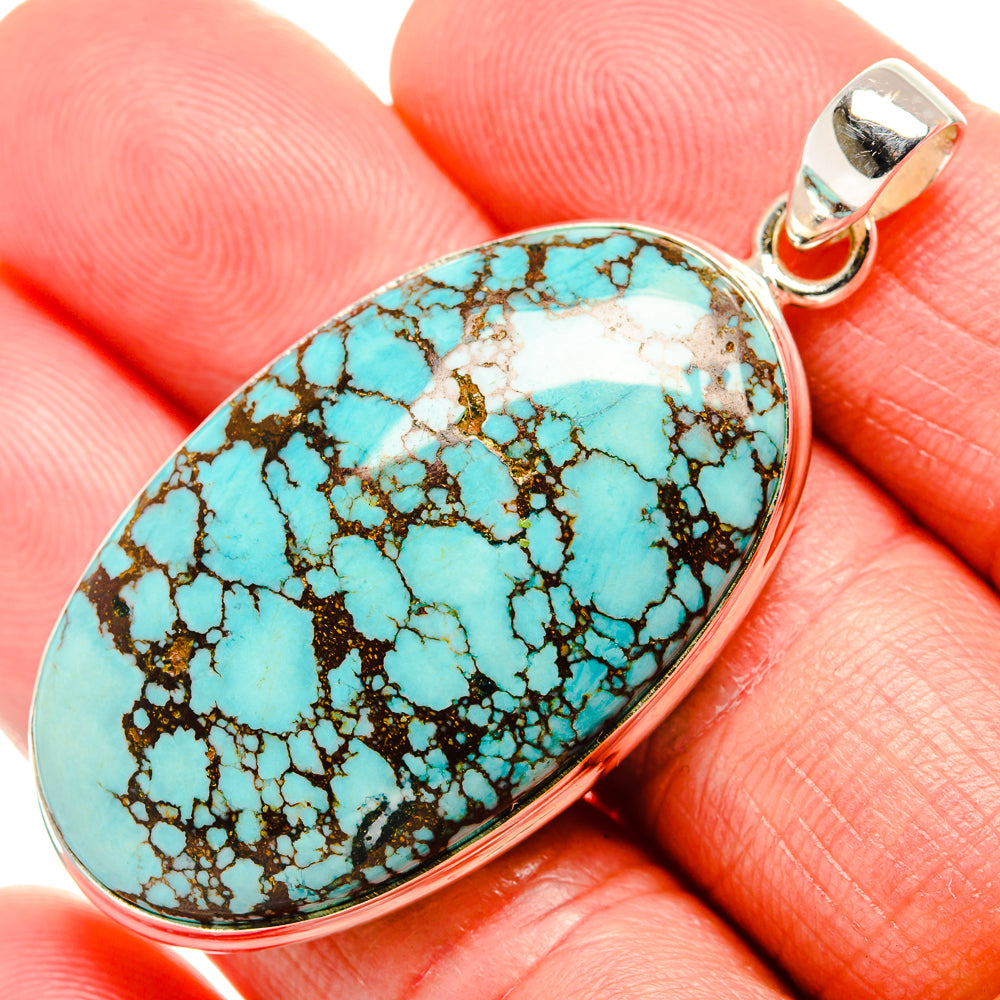 Tibetan Turquoise Pendant 2" (925 Sterling Silver) PD36870