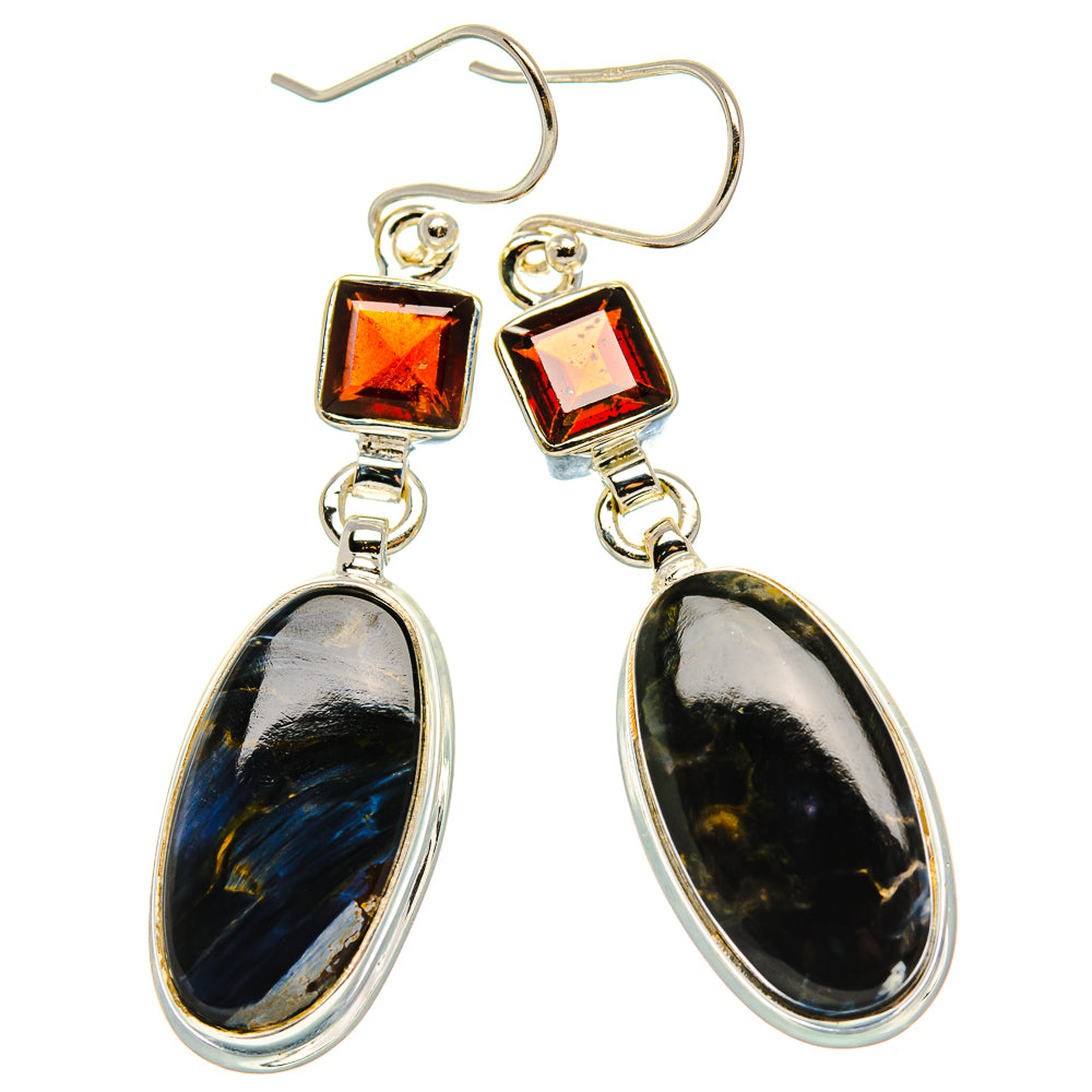 Pietersite, Garnet Earrings 2" (925 Sterling Silver) EARR431743