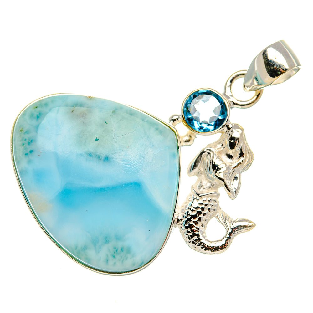 Larimar, Blue Topaz Pendant 1 5/8" (925 Sterling Silver) PD37567