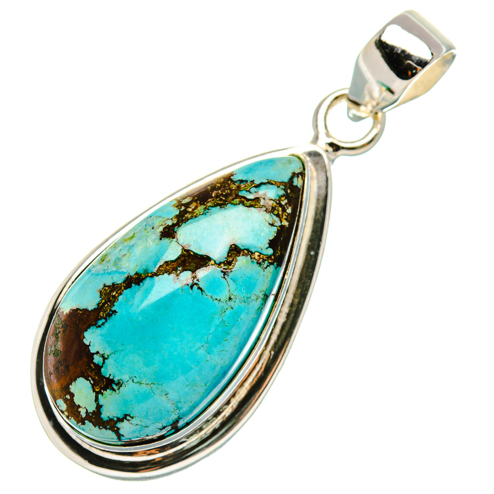 Tibetan Turquoise Pendant 1 1/2"  (925 Sterling Silver) PD37267