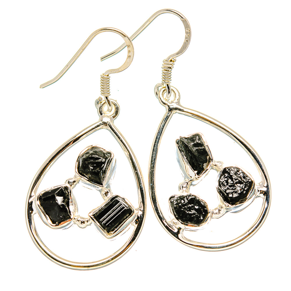 Black Tourmaline Earrings 1 3/4" (925 Sterling Silver) EARR431474