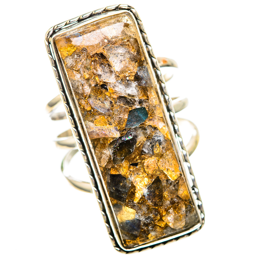 Huge Brecciated Labradorite Ring Size 9 (925 Sterling Silver) RING136518