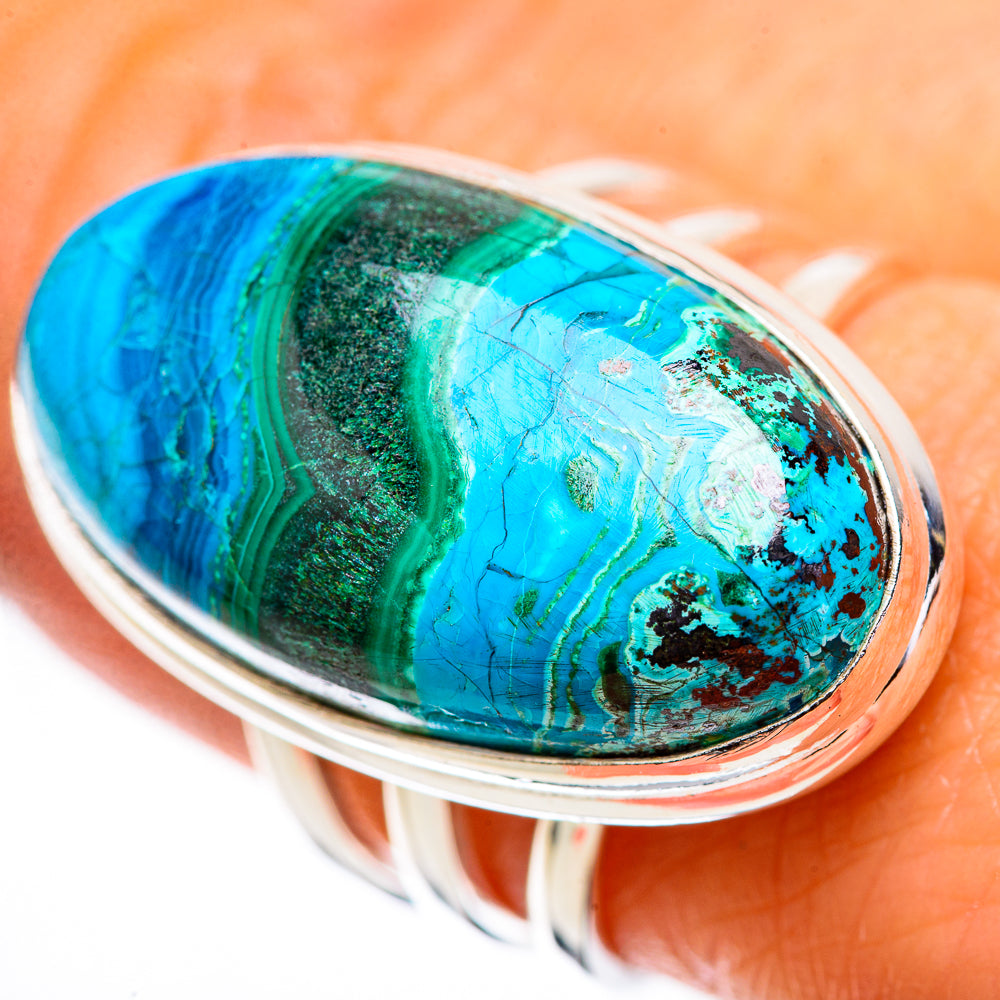 Large Malachite In Chrysocolla Ring Size 9 (925 Sterling Silver) RING135967