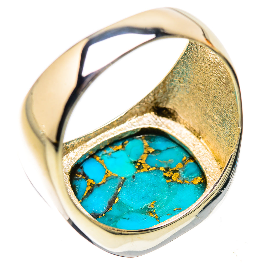 Anasilvercos Blue Copper Composite Turquoise Ring Size 9 (925 Sterling Silver)