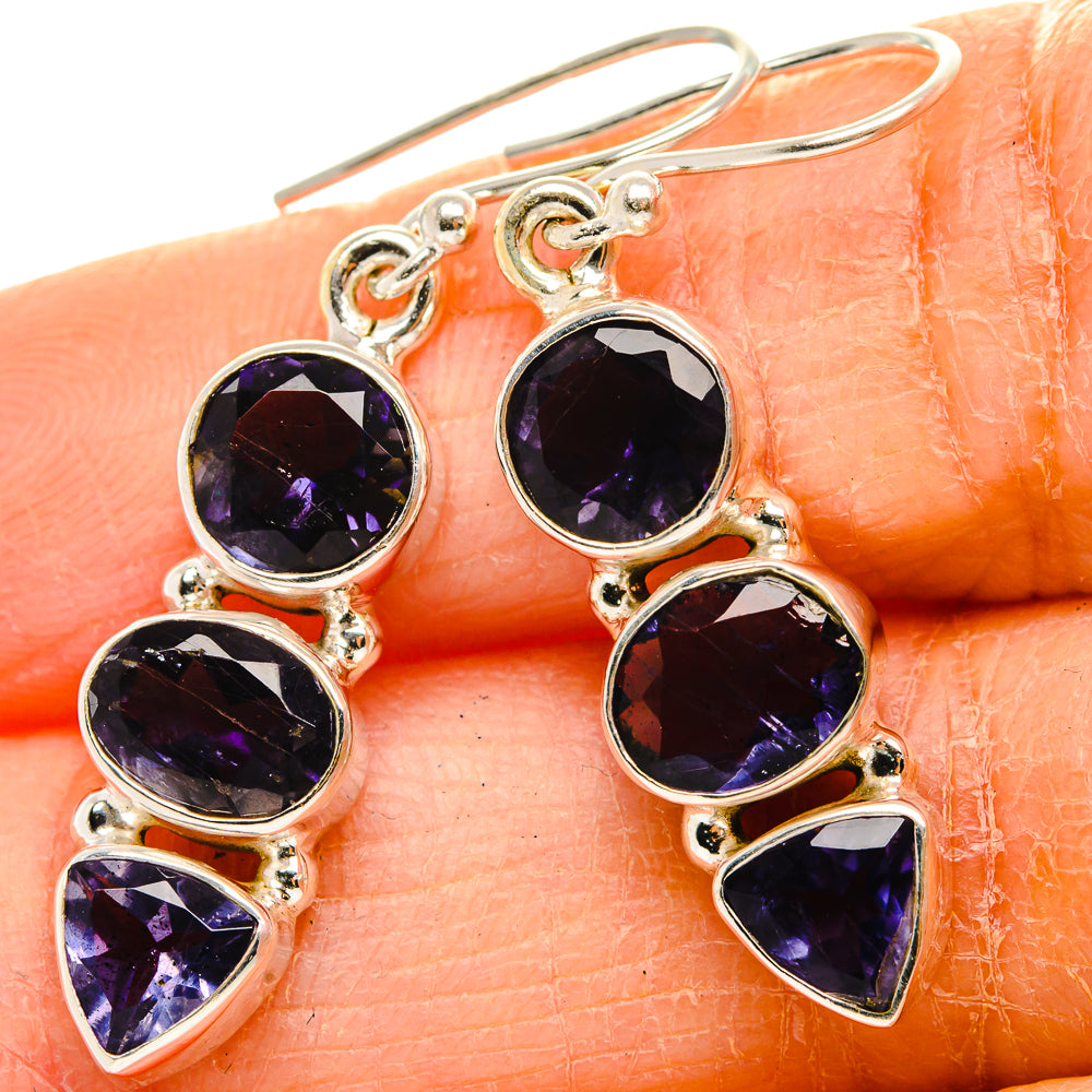 Faceted Tanzanite Earrings 1 5/8" (925 Sterling Silver) EARR431760
