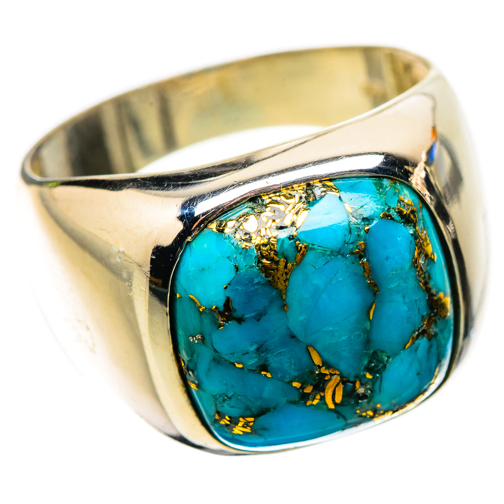 Anasilvercos Blue Copper Composite Turquoise Ring Size 9 (925 Sterling Silver)
