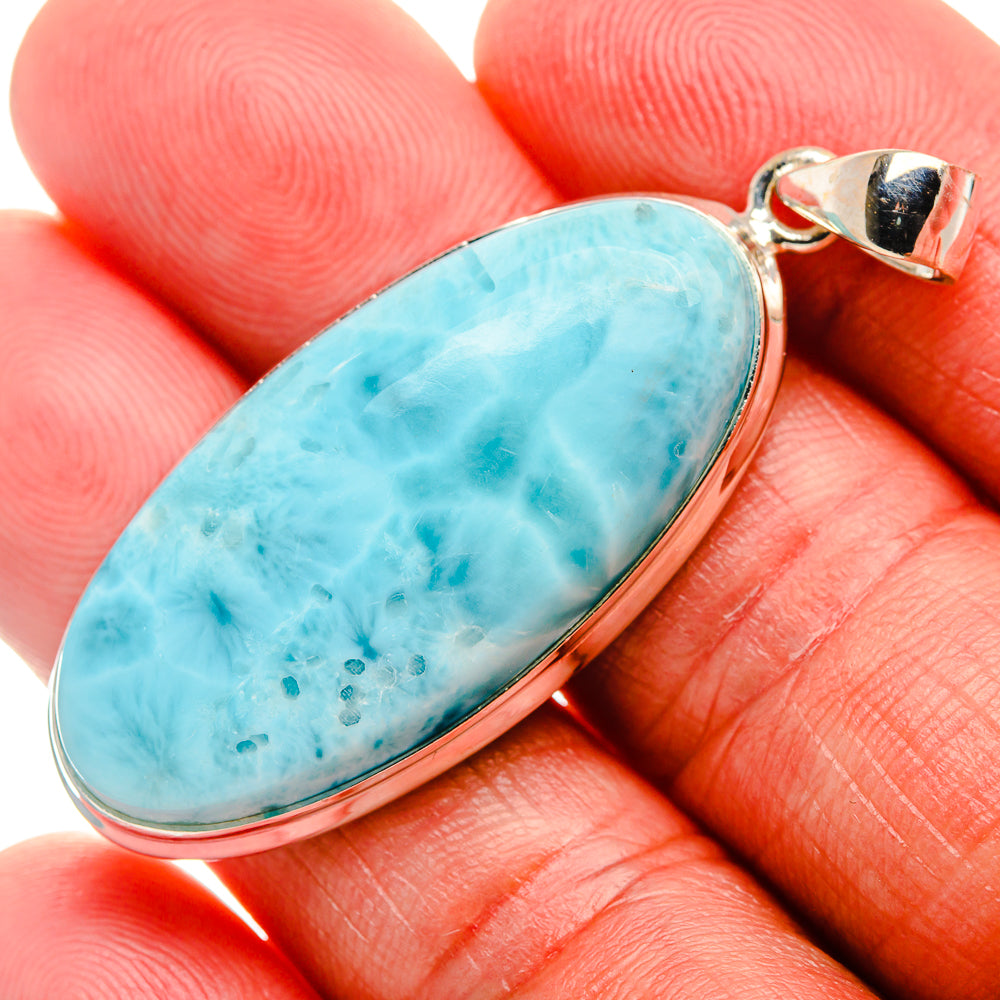 Larimar 925 Sterling Silver Pendant 2" Ana Co P37067