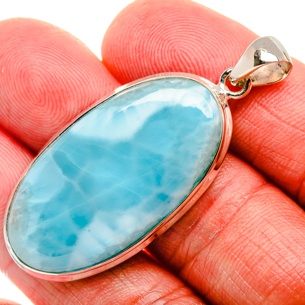 Larimar 925 Sterling Silver Pendant 2" Ana Co P37039