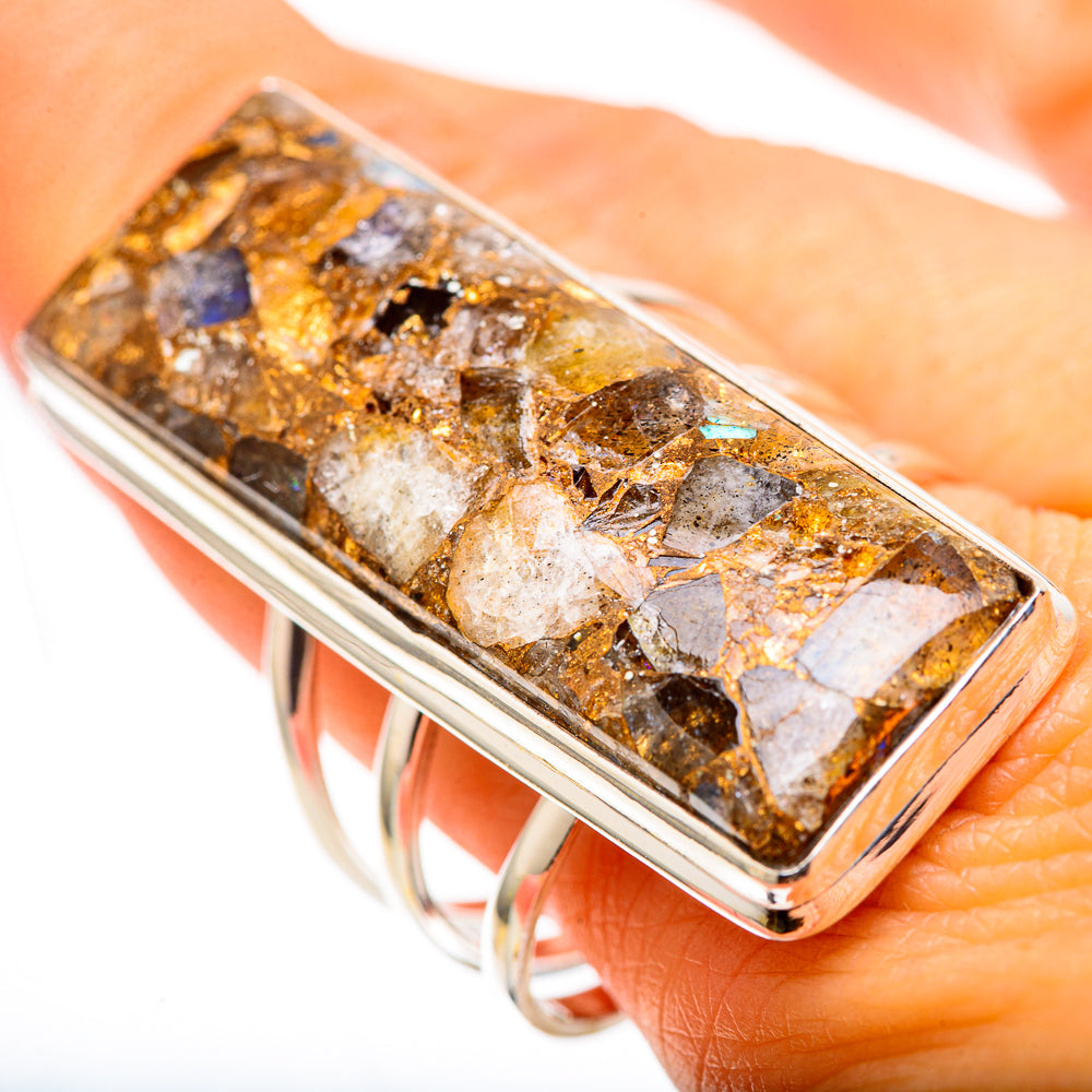 Huge Brecciated Labradorite 925 Sterling Silver Ring Size 10.5 (925 Sterling Silver) RING137779