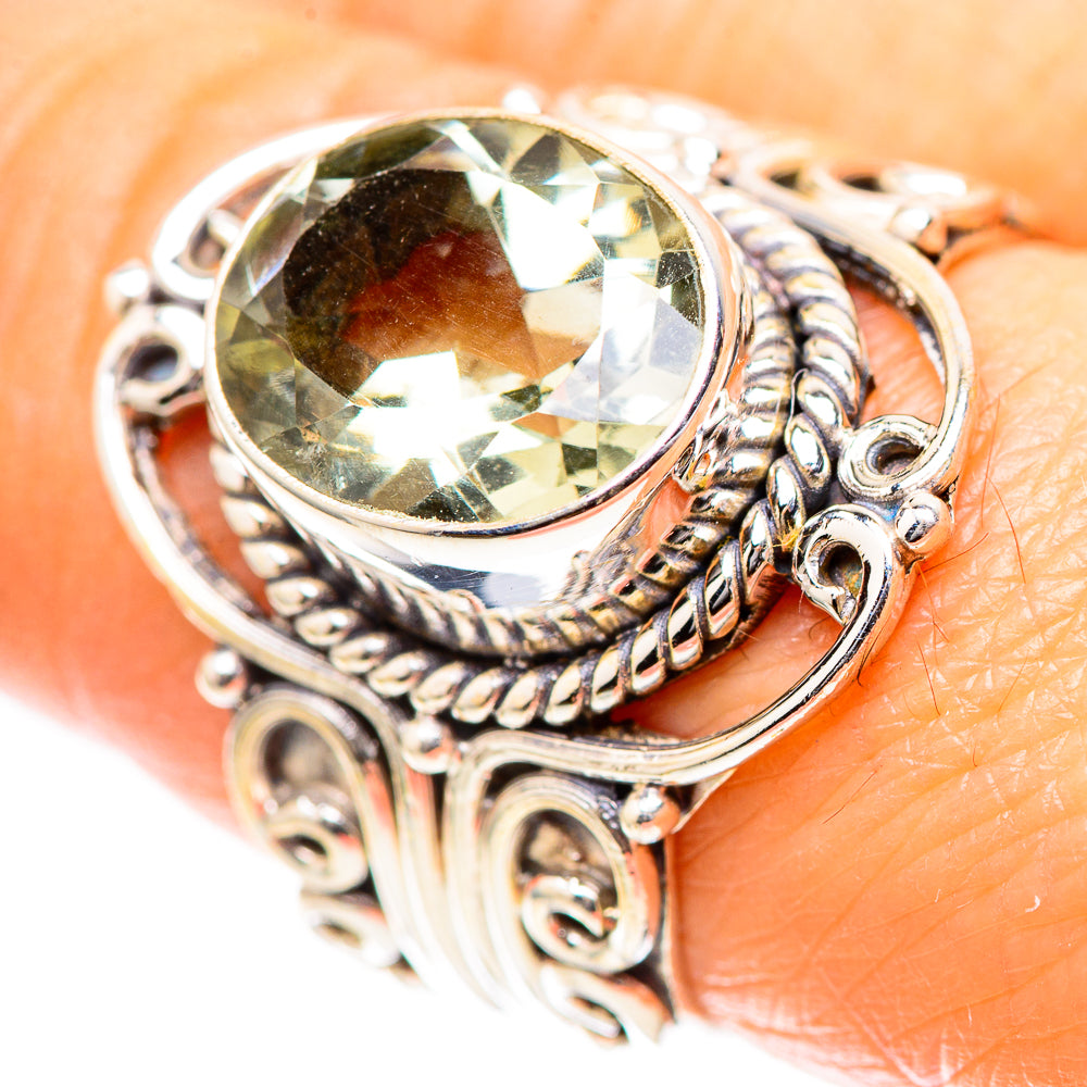 Faceted Green Amethyst Ring Size 8.25 (925 Sterling Silver) RING136709