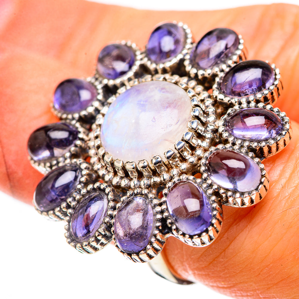 Large Rainbow Moonstone, Tanzanite 925 Sterling Silver Ring Size 6.25 (925 Sterling Silver) RING137784