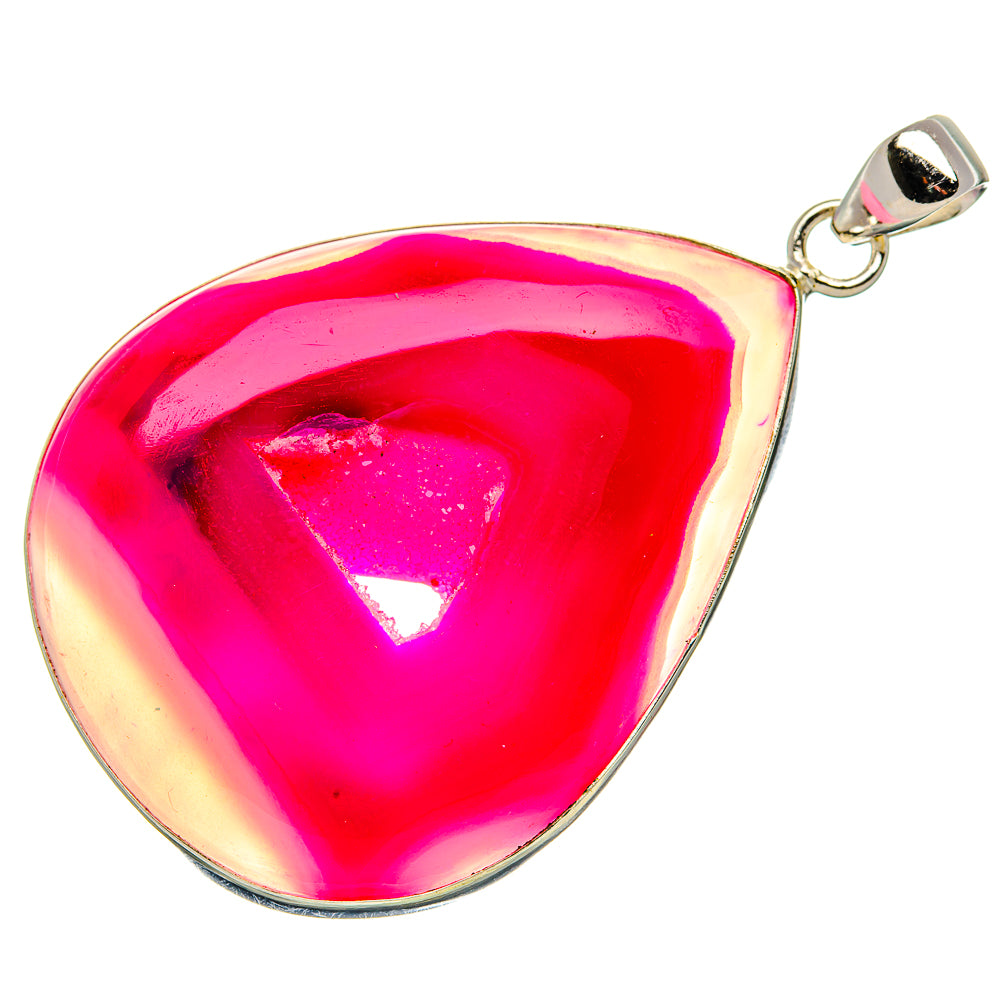 Pink Window Druzy Pendant 2 1/2"  (925 Sterling Silver) PD37192