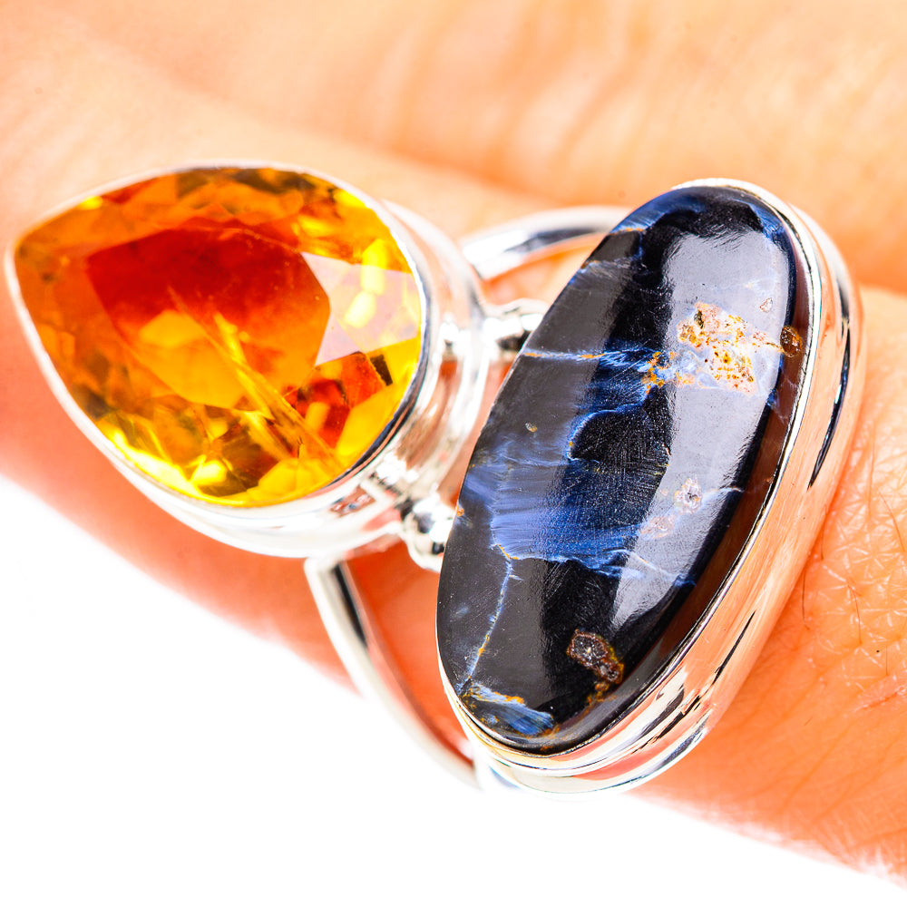 Large Pietersite, Citrine 925 Sterling Silver Ring Size 8.75 (925 Sterling Silver) RING137532