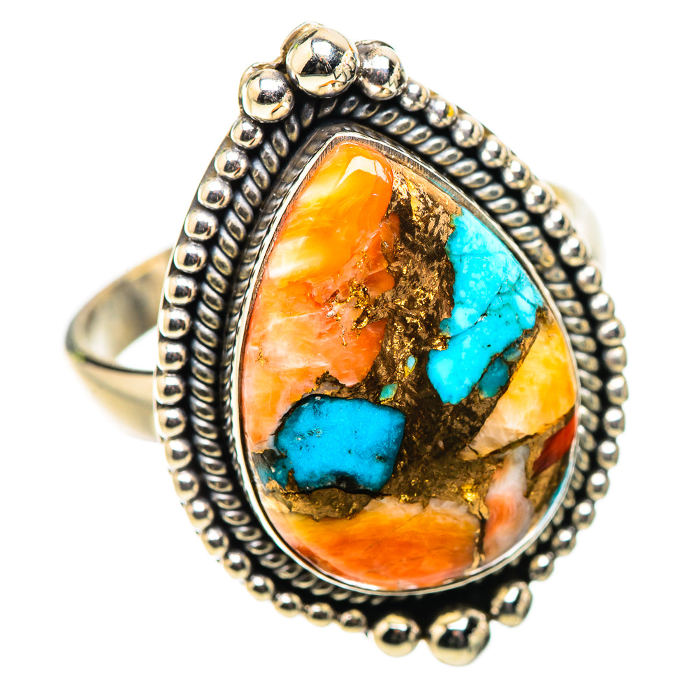 Anasilvercos Spiny Oyster Turquoise Ring Size 10 (925 Sterling Silver)