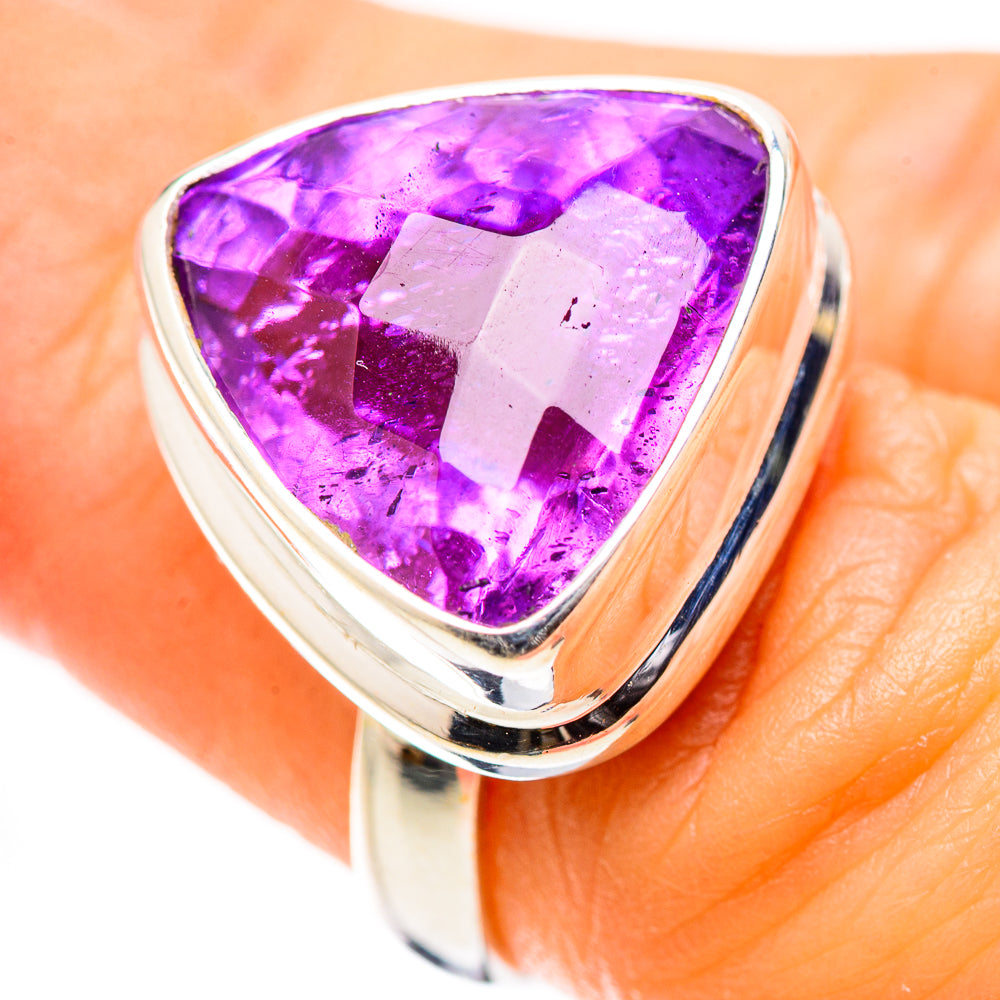 Anasilvercos Faceted Amethyst Ring Size 4.75 (925 Sterling Silver)
