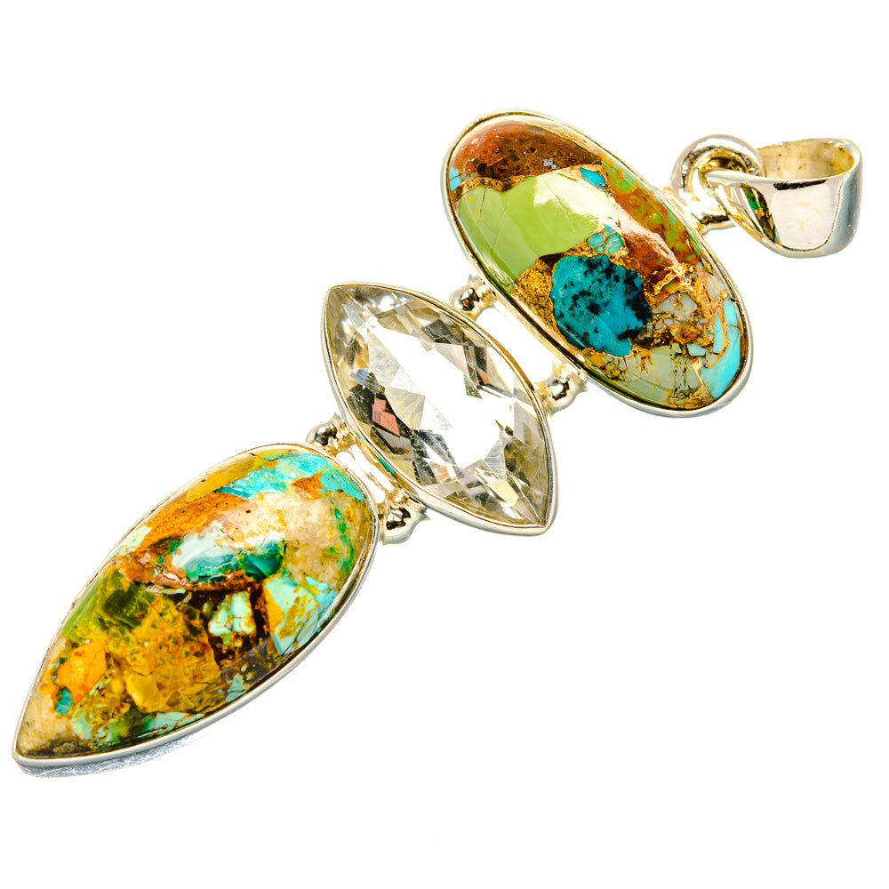 Kingman Mohave Turquoise, Green Amethyst Pendant 2 1/4"  (925 Sterling Silver) PD36947