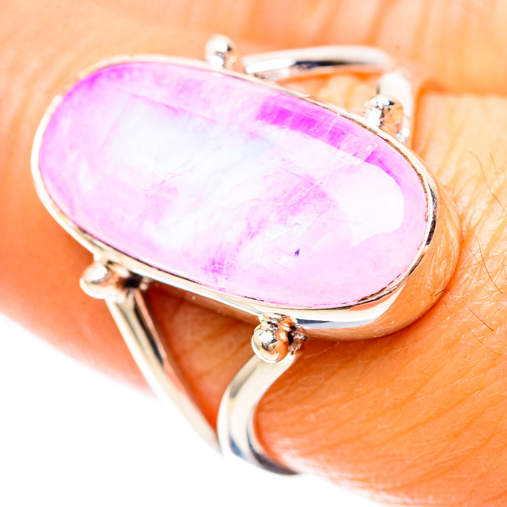 Pink Moonstone Ring Size 8 (925 Sterling Silver) RING136288