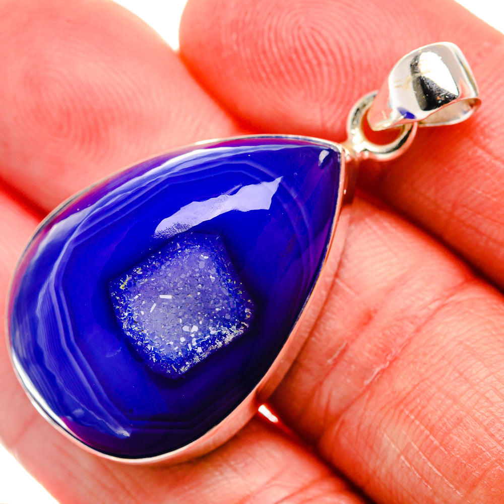 Purple Window Druzy Pendant 1 3/4" (925 Sterling Silver) PD37073