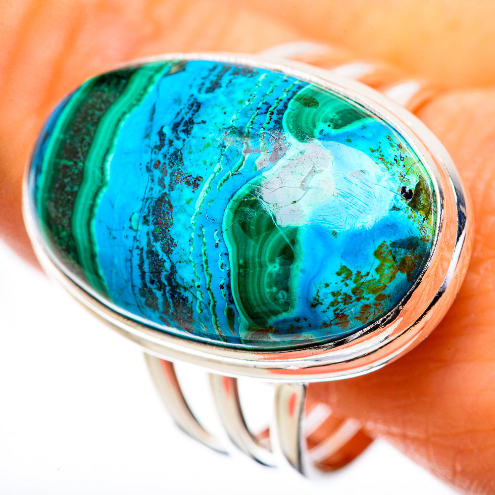 Large Malachite In Chrysocolla Ring Size 12.75 (925 Sterling Silver) RING135989