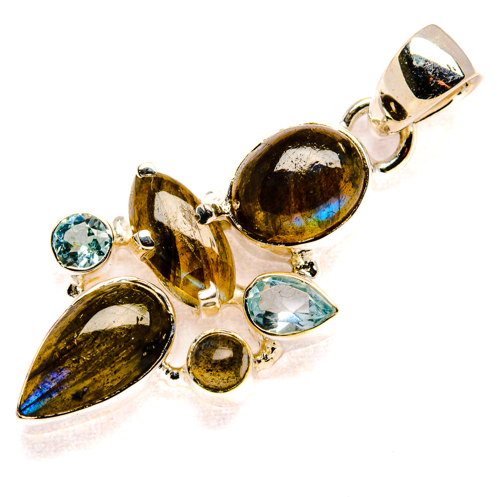 Labradorite, Blue Topaz Pendant 1 3/4" (925 Sterling Silver) PD36769