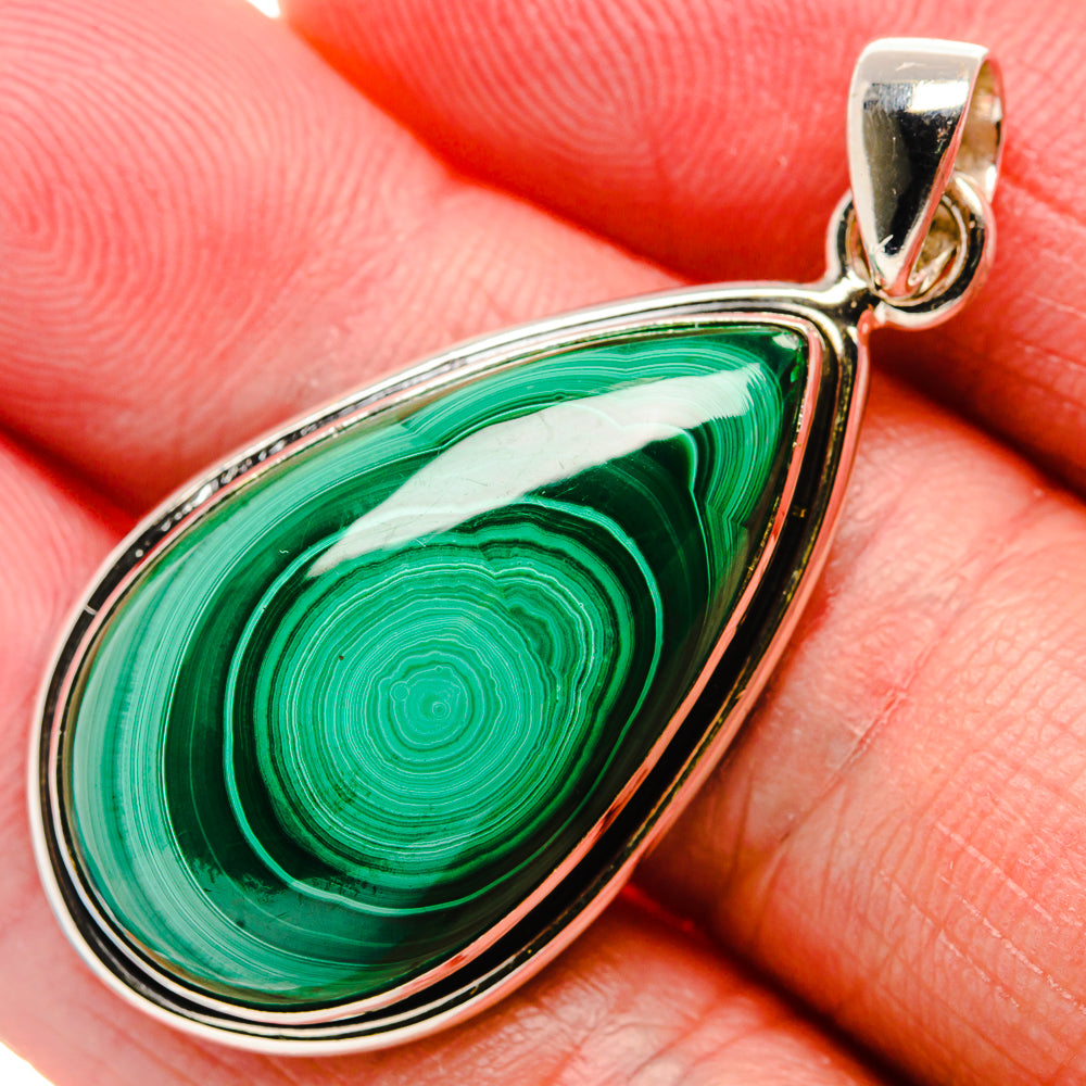 Malachite Pendant 1 3/4" (925 Sterling Silver) PD37282