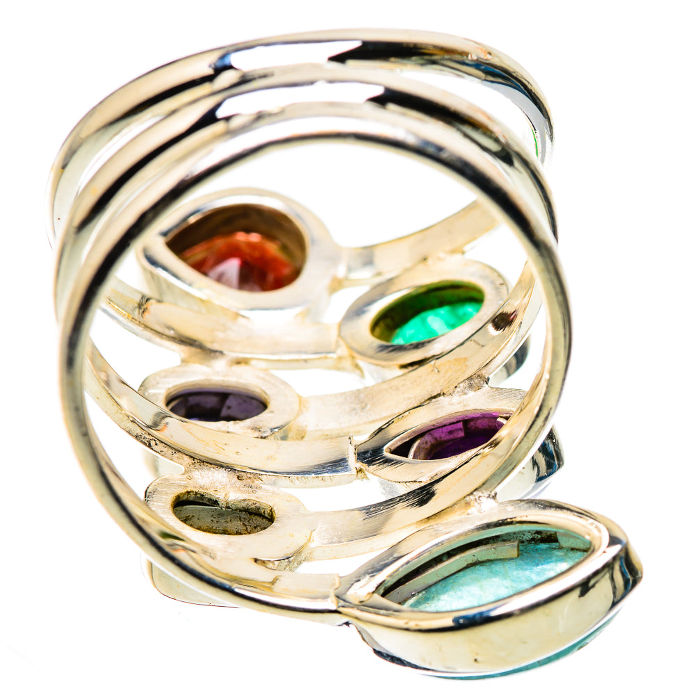 Large Garnet, Apatite, Tanzanite, Amethyst, Blue Topaz, Emerald Ring Size 9 (925 Sterling Silver) RING136154