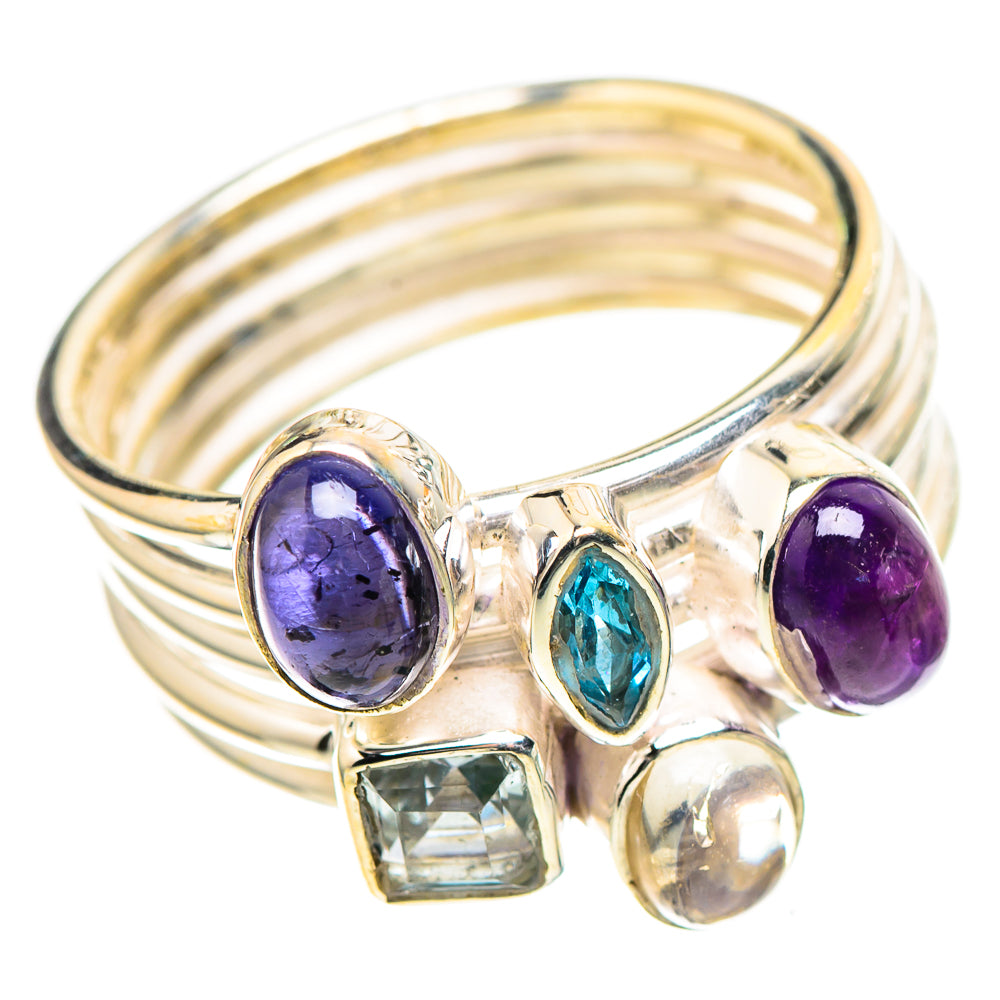 Amethyst, Tanzanite, Blue Topaz, Rainbow Moonstone Ring Size 7 (925 Sterling Silver) RING136901