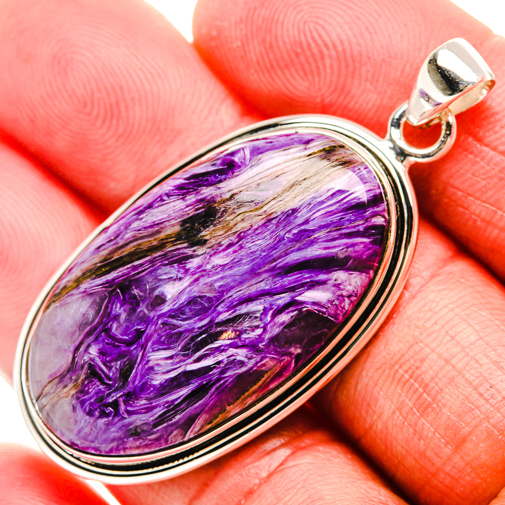 Charoite 925 Sterling Silver Pendant 2" Ana Co P37368