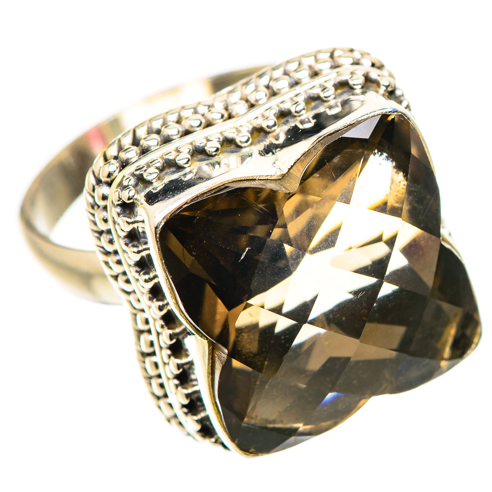 Anasilvercos Large Smoky Quartz Ring Size 9 (925 Sterling Silver)