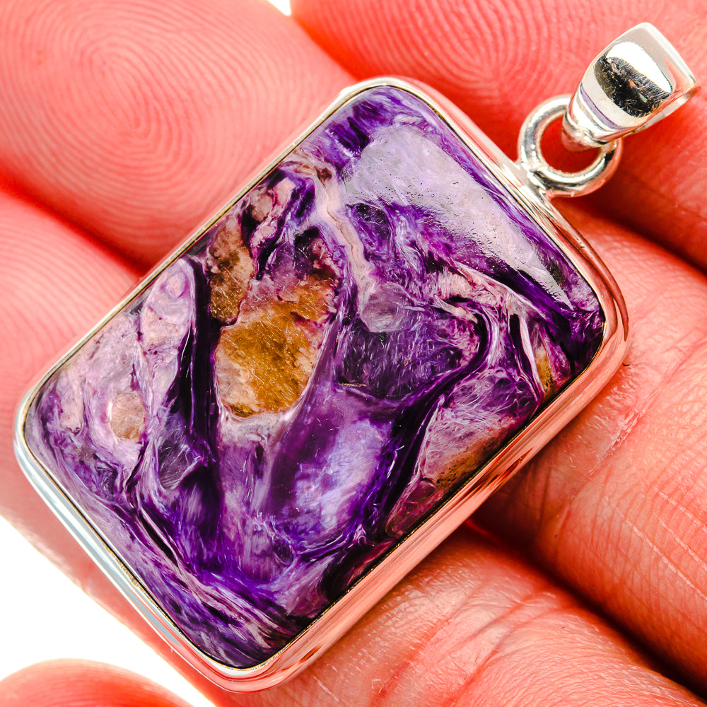 Charoite Pendant 1 5/8" (925 Sterling Silver) PD37556