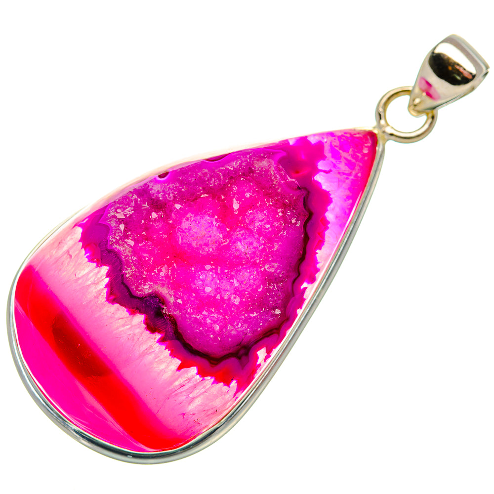 Pink Window Druzy Pendant 2" (925 Sterling Silver) PD37010