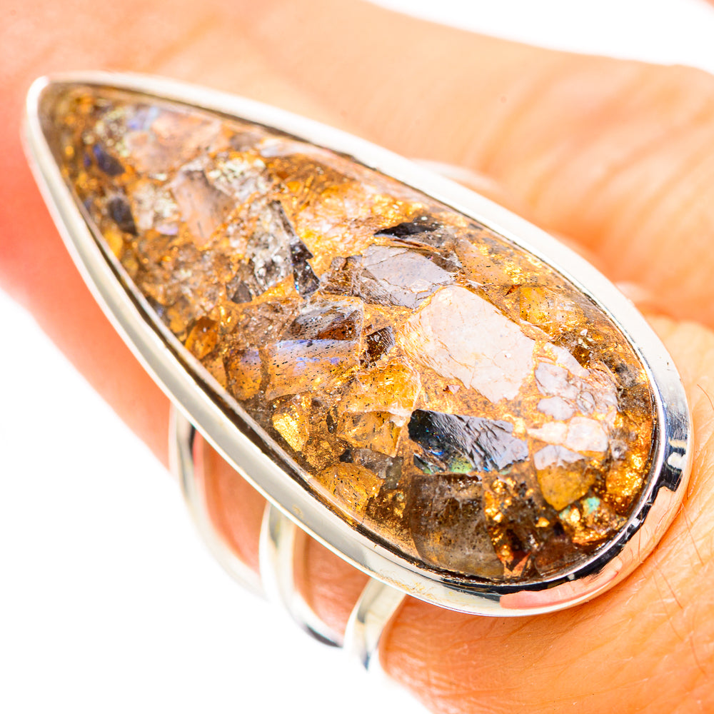 Large Brecciated Labradorite Ring Size 7.25 (925 Sterling Silver) RING136949