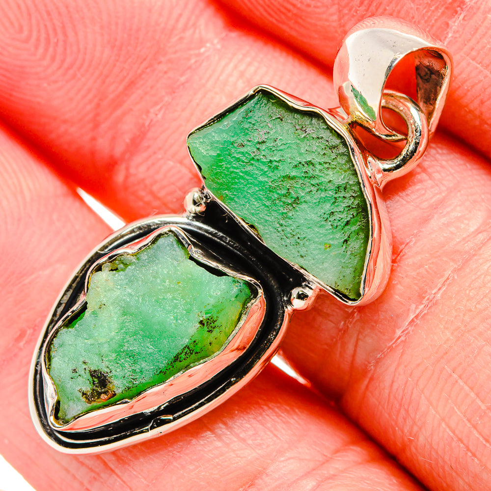 Rough Chrysoprase Pendant 1 1/2" (925 Sterling Silver) PD36817