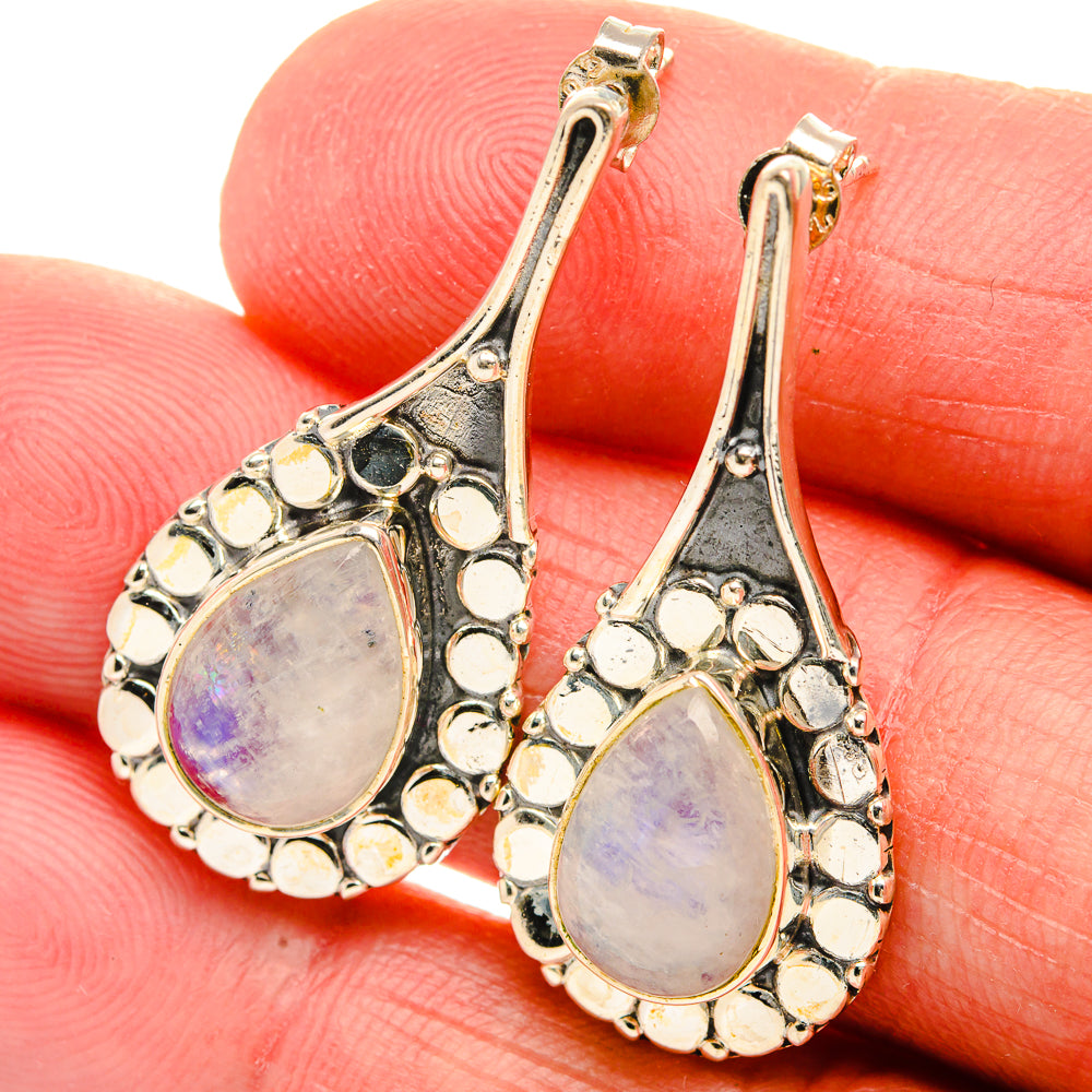 Rainbow Moonstone 925 Sterling Silver Earrings 1 3/8" Ana Co E431809