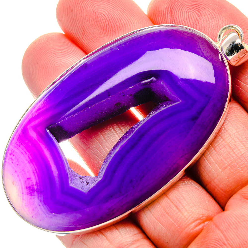Huge Purple Window Druzy Pendant 2 3/4" (925 Sterling Silver) PD37324