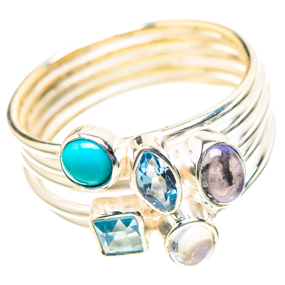 Larimar, Blue Topaz, Rainbow Moonstone, Tanzanite Ring Size 9.75 (925 Sterling Silver) RING136563