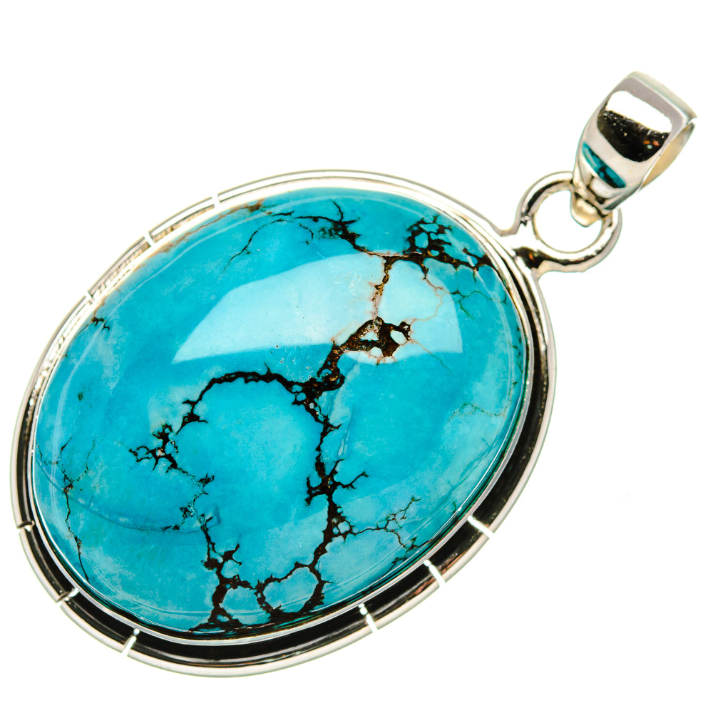 Tibetan Turquoise Pendant 1 3/4" (925 Sterling Silver) PD37139
