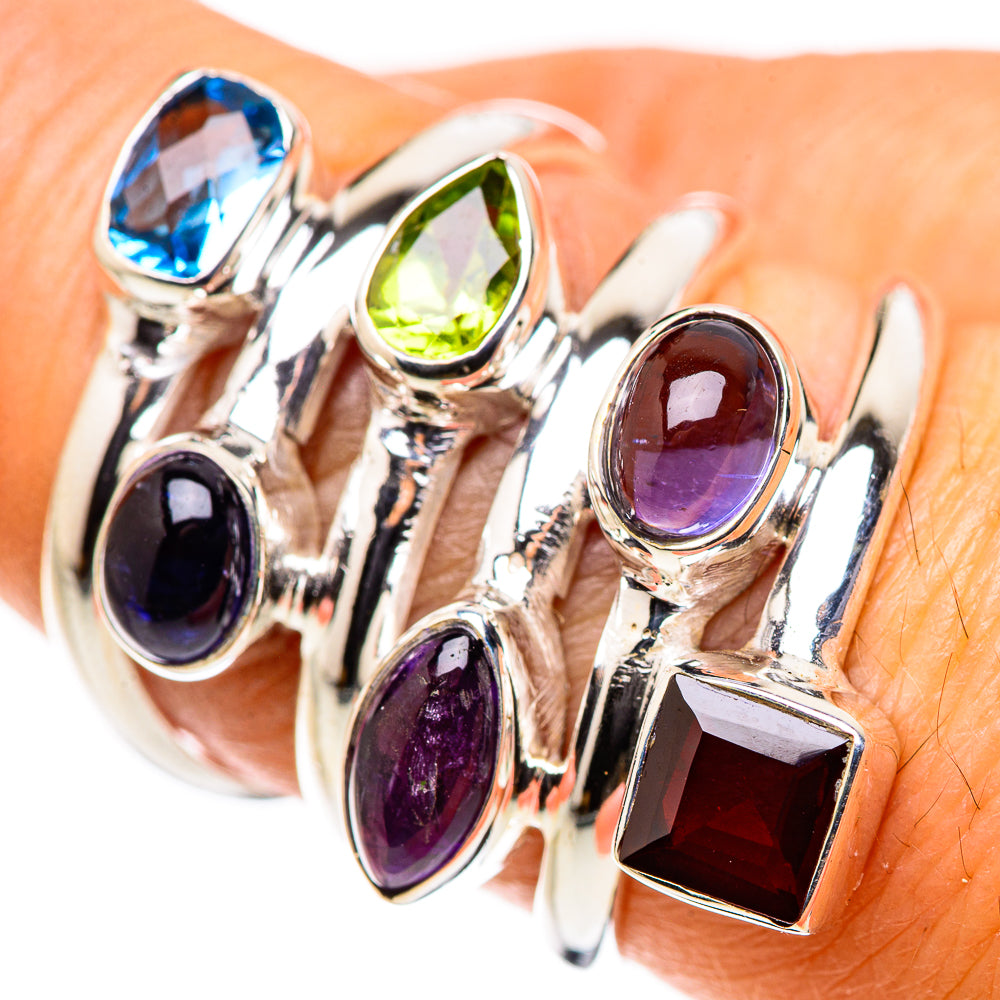 Garnet, Amethyst, Tanzanite, Blue Topaz, Peridot Ring Size 7.5 (925 Sterling Silver) RING134777