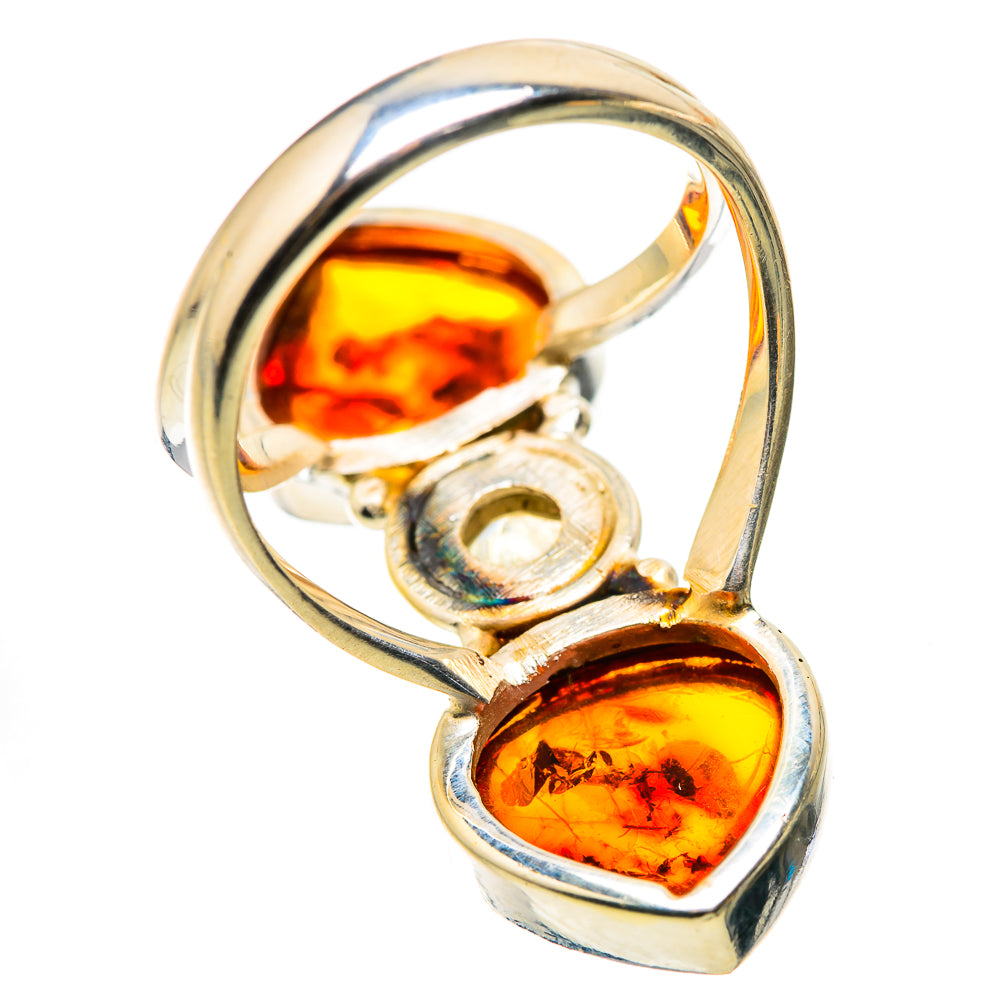 Baltic Amber, Rainbow Moonstone Ring Size 7.5 (925 Sterling Silver) RING134979
