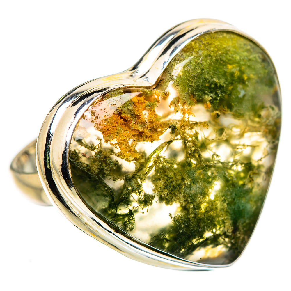 Green Moss Agate Ring Size 8 (925 Sterling Silver) RING134960