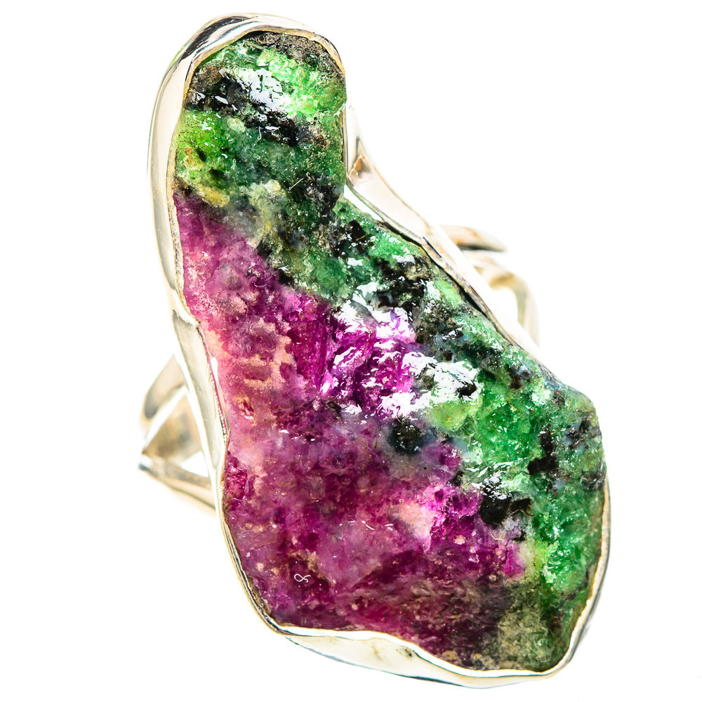 Large Rough Ruby Zoisite Ring Size 8 (925 Sterling Silver) RING136529