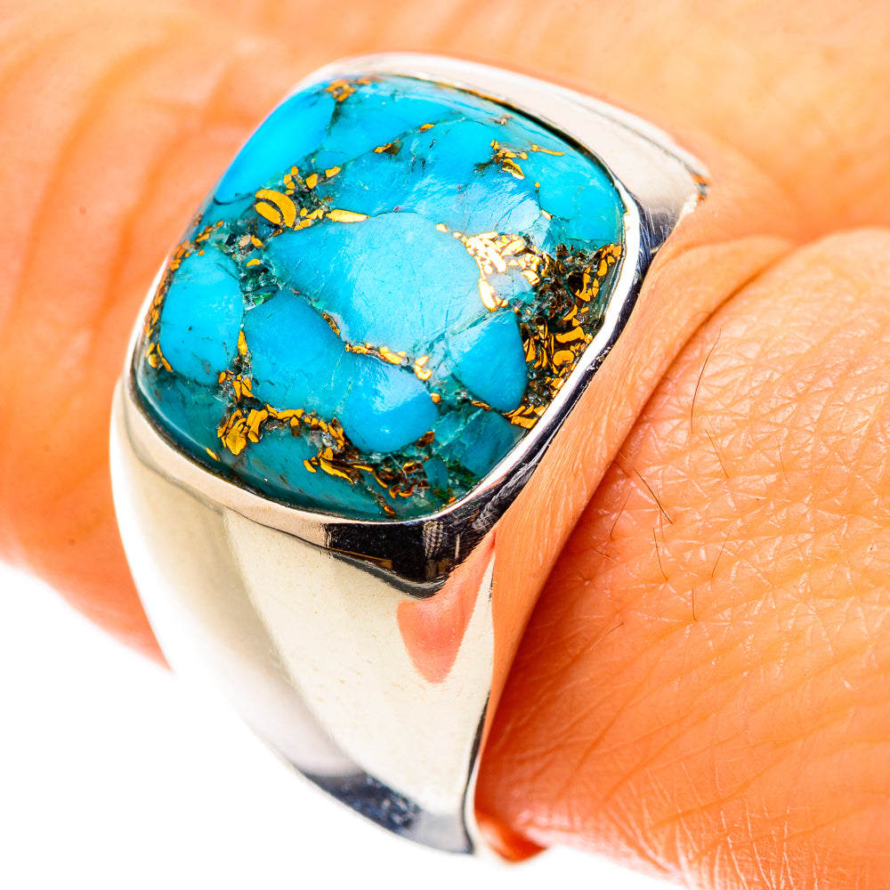 Anasilvercos Blue Copper Composite Turquoise Ring Size 9 (925 Sterling Silver)