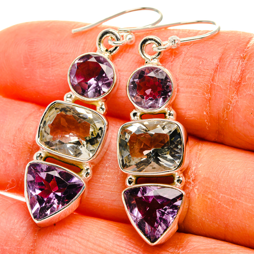 Green Amethyst, Amethyst Earrings 1 3/4"  (925 Sterling Silver) EARR431643