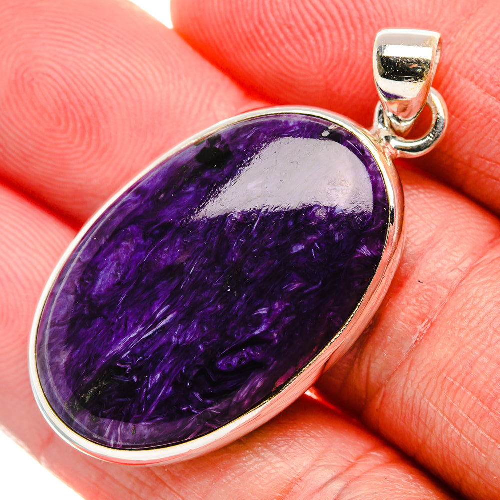 Charoite Pendant 1 5/8" (925 Sterling Silver) PD37561