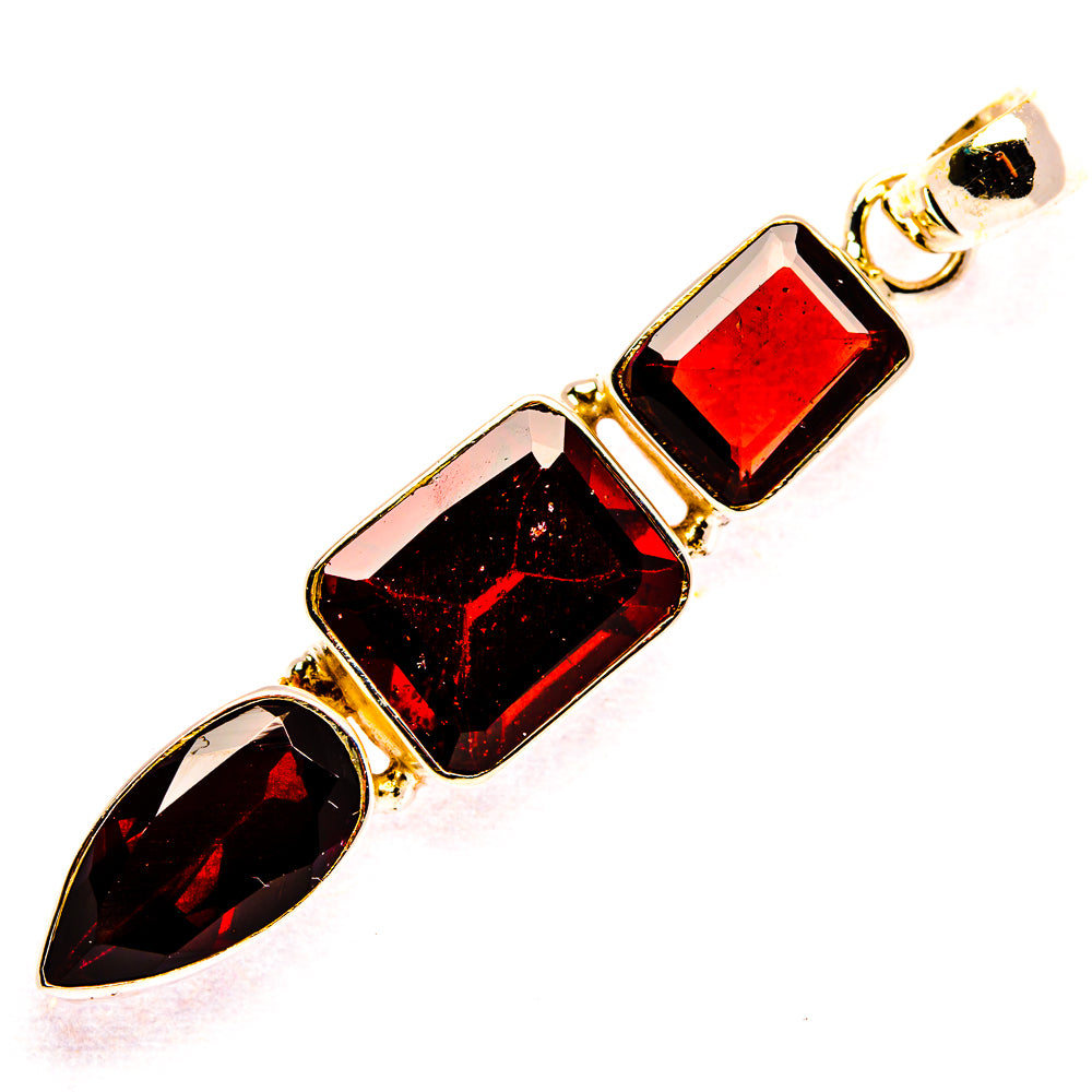 Garnet 925 Sterling Silver Pendant 1 3/4" (925 Sterling Silver) PD37659