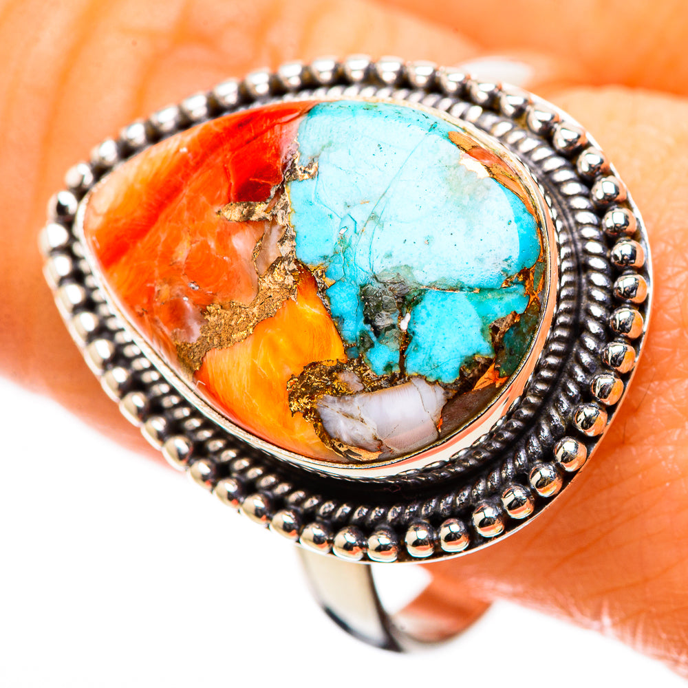 Anasilvercos Spiny Oyster Turquoise Ring Size 11 (925 Sterling Silver)