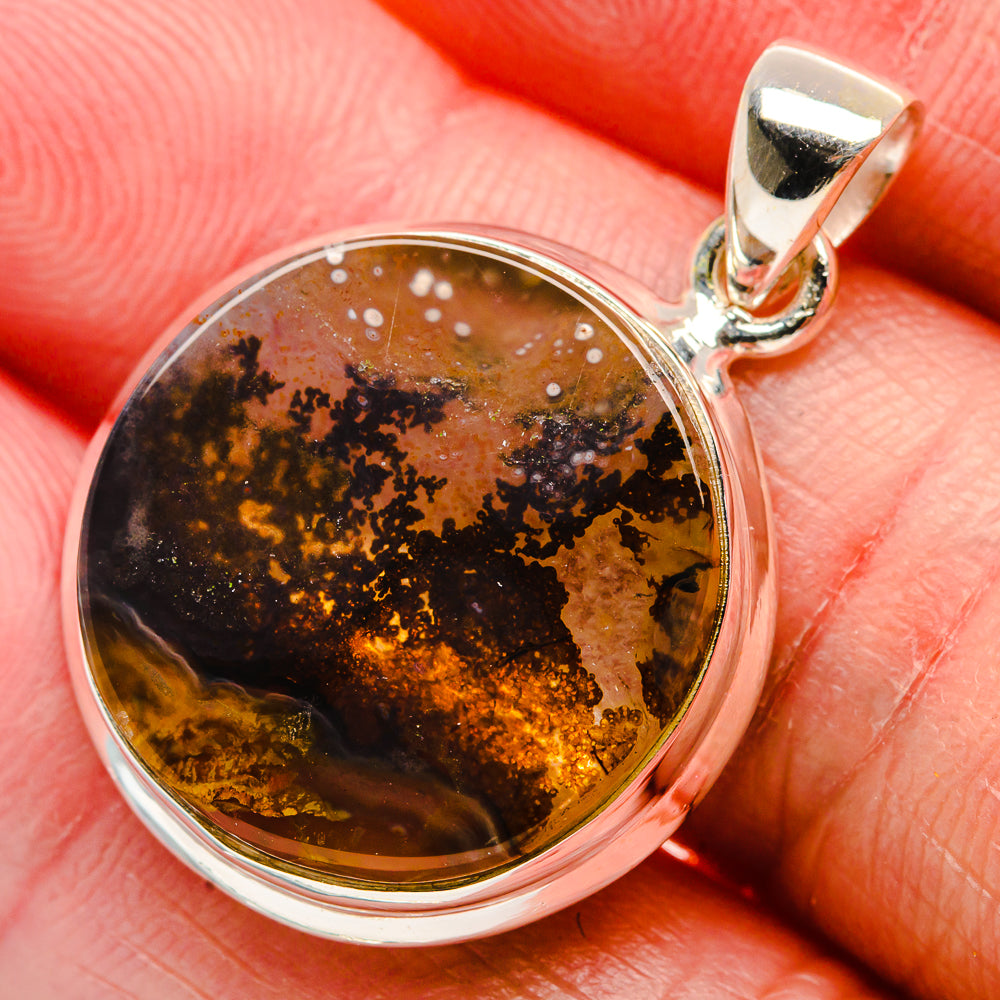 Scenic Dendritic Agate Pendant 1 1/4" (925 Sterling Silver) PD37350