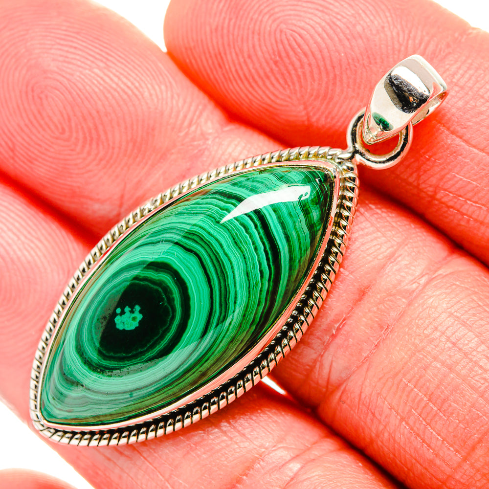 Malachite Pendant 1 3/4" (925 Sterling Silver) PD36853