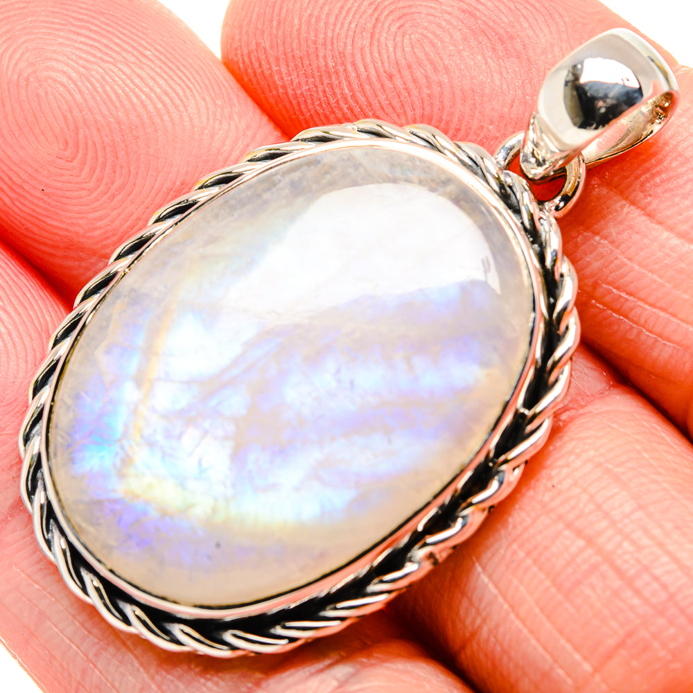 Rainbow Moonstone Pendant 1 3/4" (925 Sterling Silver) PD36340
